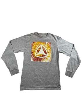 Active Ride Shop Men's Heather Grey Triangle Tie-Dye Box Logo Long Sleeve T-Shir
